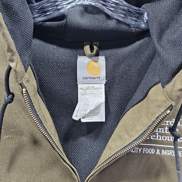 VTG Carhartt Jacket Mens Large Green J193 BRK Hooded Mesh Lined Nylon Canvas - Picture 7 of 12